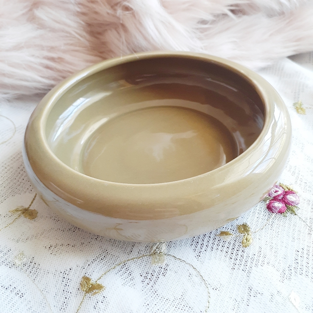 VTG Small Round Shallow Ceramic Trinket Dish Bowl